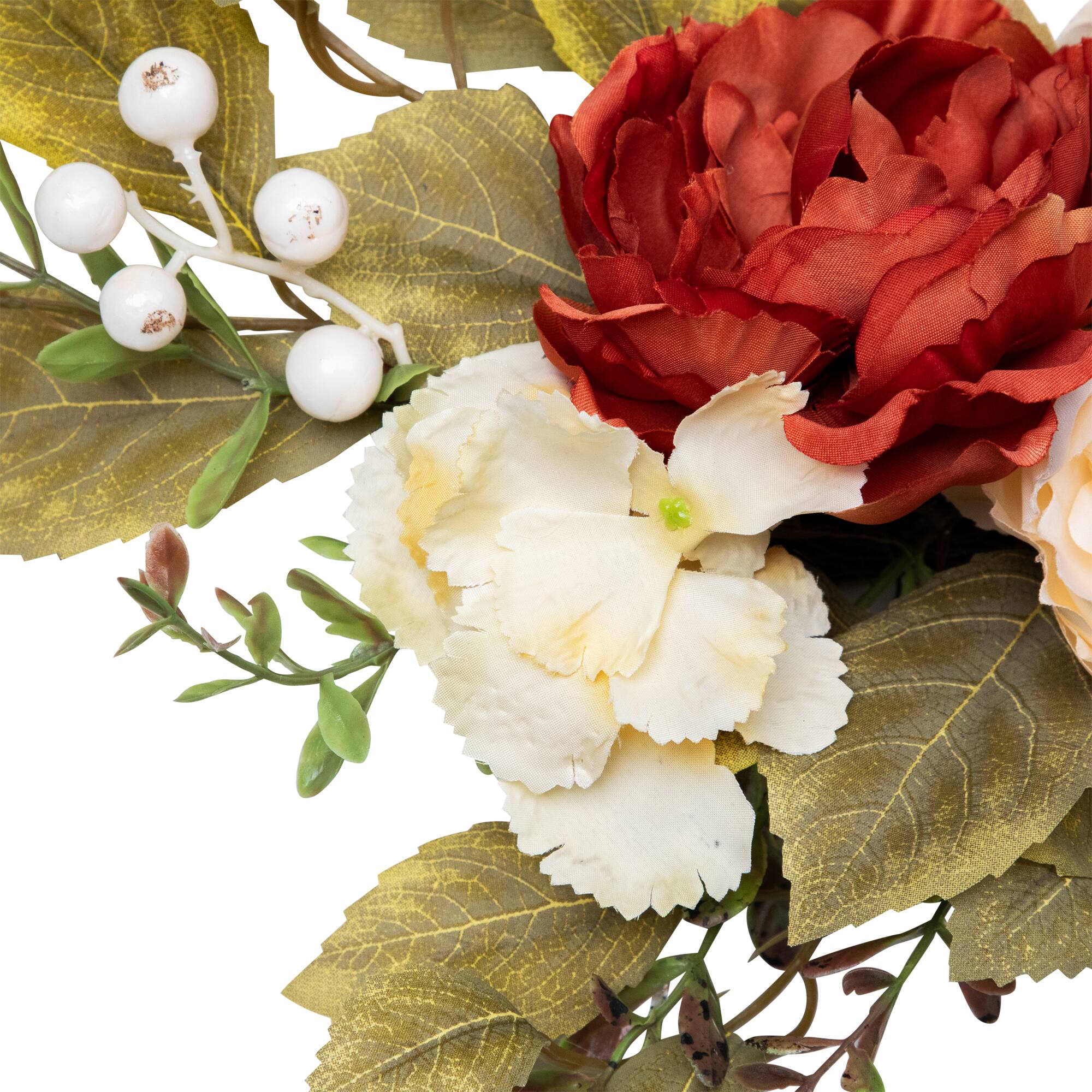 21" Autumn Harvest Artificial Floral Half Wreath with Fall Foliage